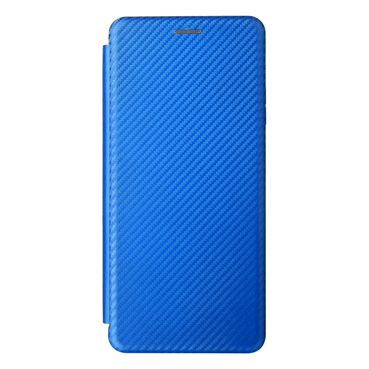 For Ulefone Note 12P Carbon Fiber Texture Horizontal Flip PU Phone Case(Blue)