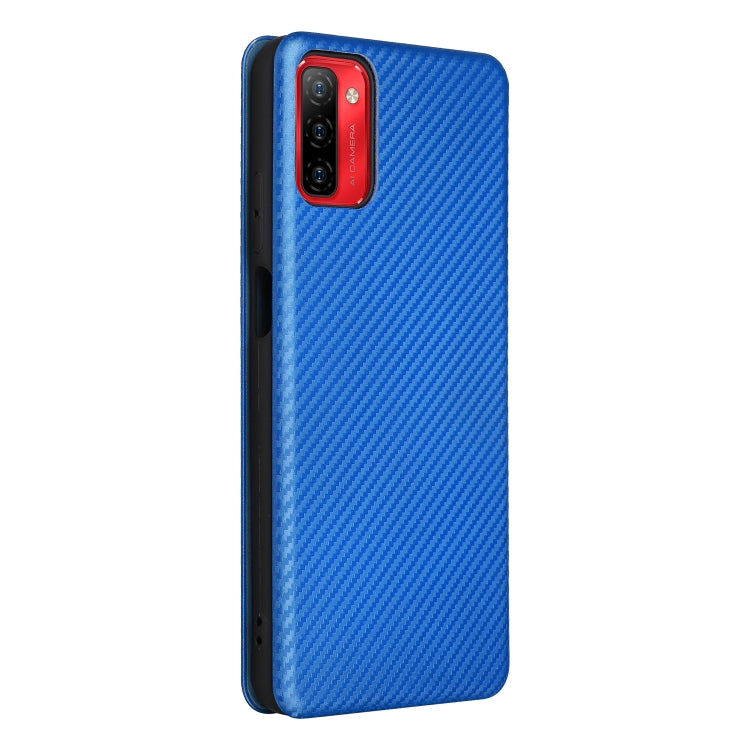 For Ulefone Note 12P Carbon Fiber Texture Horizontal Flip PU Phone Case(Blue)