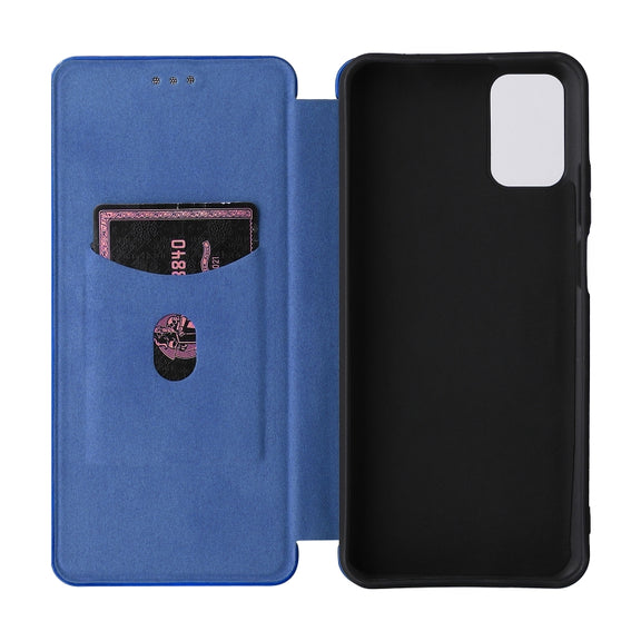 For Ulefone Note 12P Carbon Fiber Texture Horizontal Flip PU Phone Case(Blue)