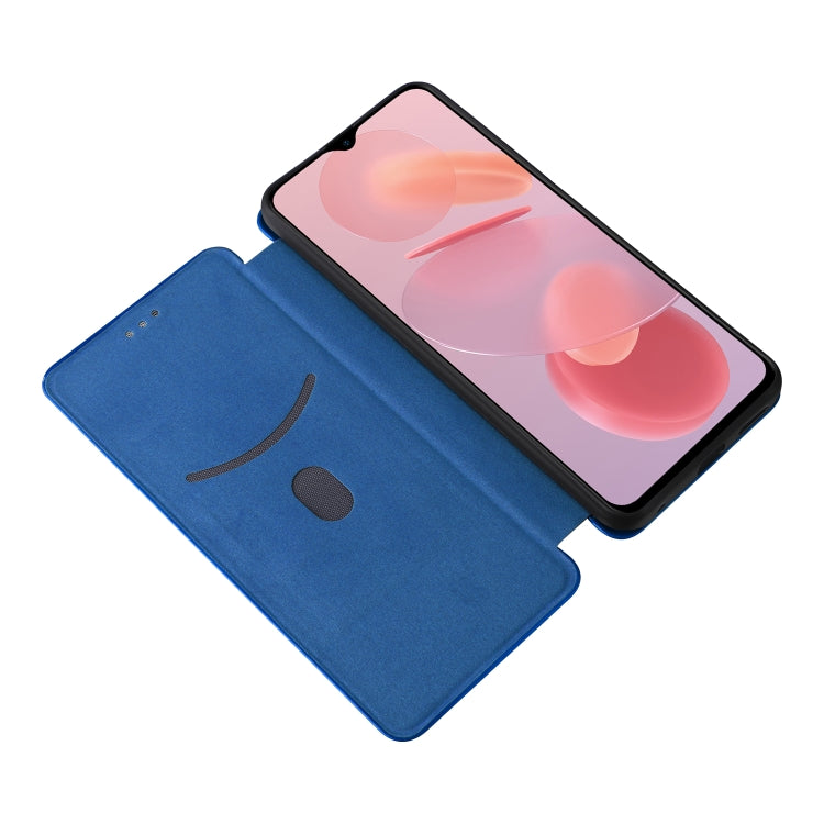 For Ulefone Note 12P Carbon Fiber Texture Horizontal Flip PU Phone Case(Blue)