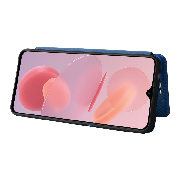For Ulefone Note 12P Carbon Fiber Texture Horizontal Flip PU Phone Case(Blue)