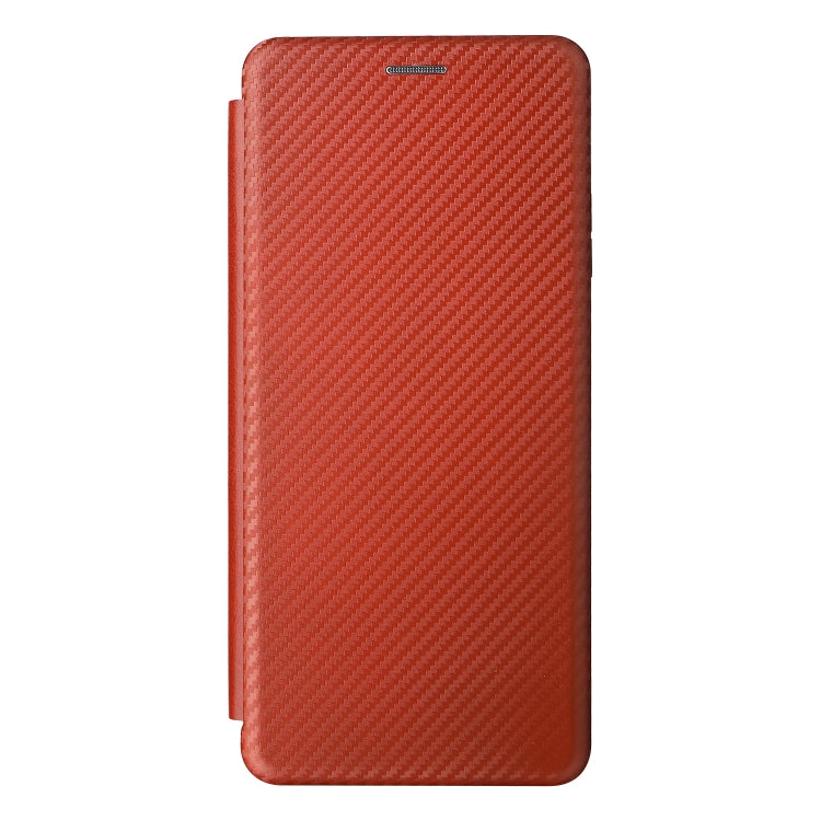 For Ulefone Note 12P Carbon Fiber Texture Horizontal Flip PU Phone Case(Brown)