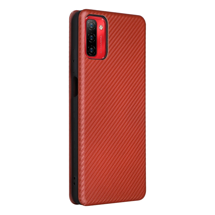 For Ulefone Note 12P Carbon Fiber Texture Horizontal Flip PU Phone Case(Brown)