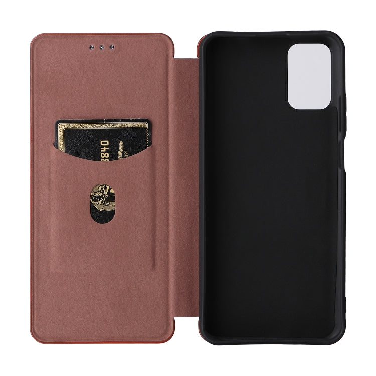 For Ulefone Note 12P Carbon Fiber Texture Horizontal Flip PU Phone Case(Brown)