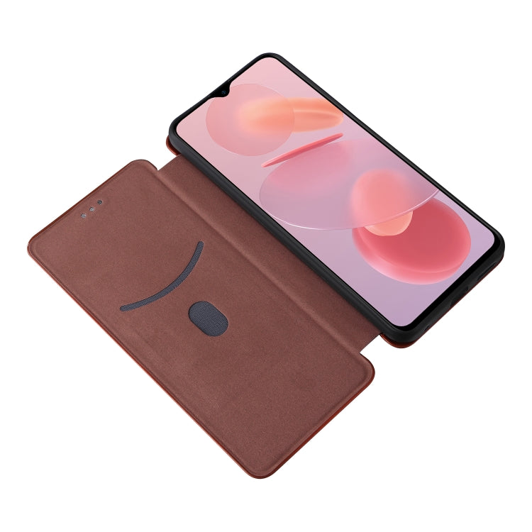 For Ulefone Note 12P Carbon Fiber Texture Horizontal Flip PU Phone Case(Brown)