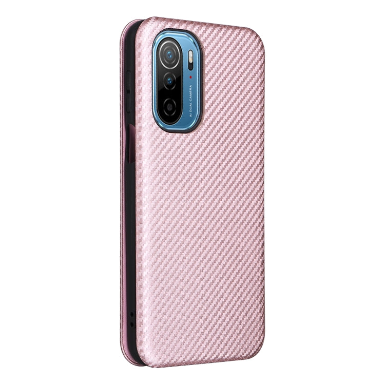 For Ulefone Note 13P Carbon Fiber Texture Horizontal Flip PU Phone Case(Pink)