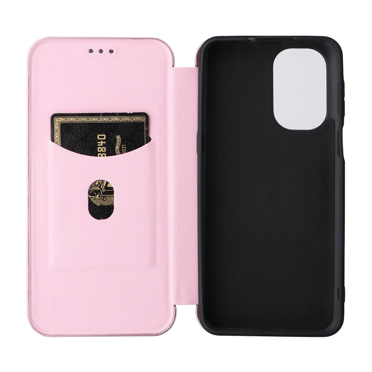 For Ulefone Note 13P Carbon Fiber Texture Horizontal Flip PU Phone Case(Pink)
