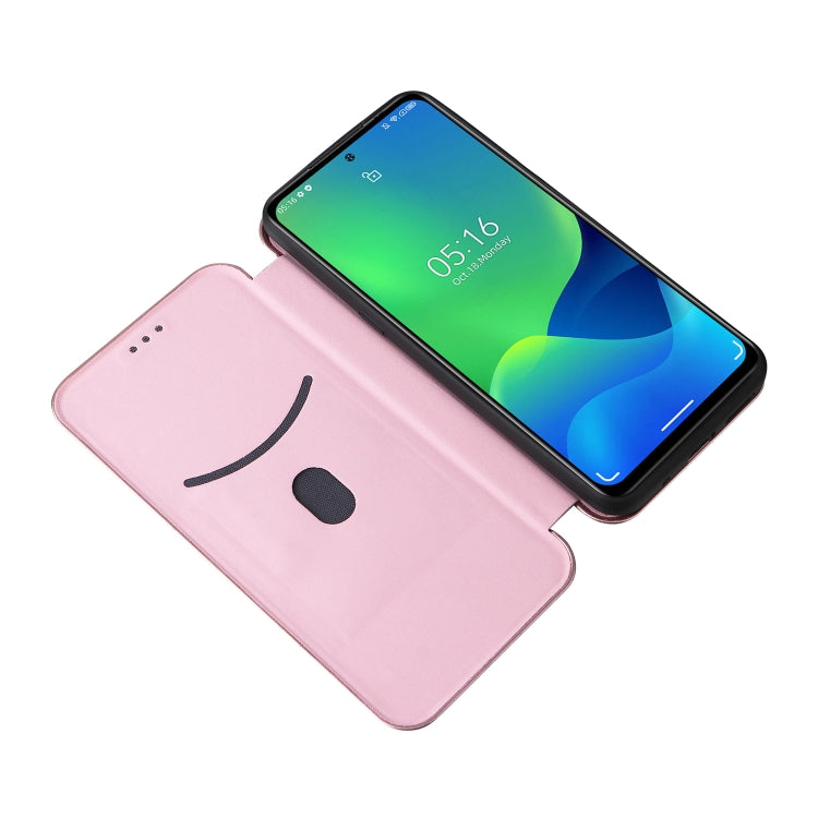 For Ulefone Note 13P Carbon Fiber Texture Horizontal Flip PU Phone Case(Pink)