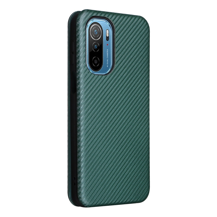 For Ulefone Note 13P Carbon Fiber Texture Horizontal Flip PU Phone Case(Green)