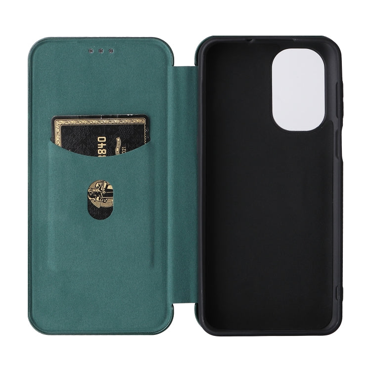 For Ulefone Note 13P Carbon Fiber Texture Horizontal Flip PU Phone Case(Green)