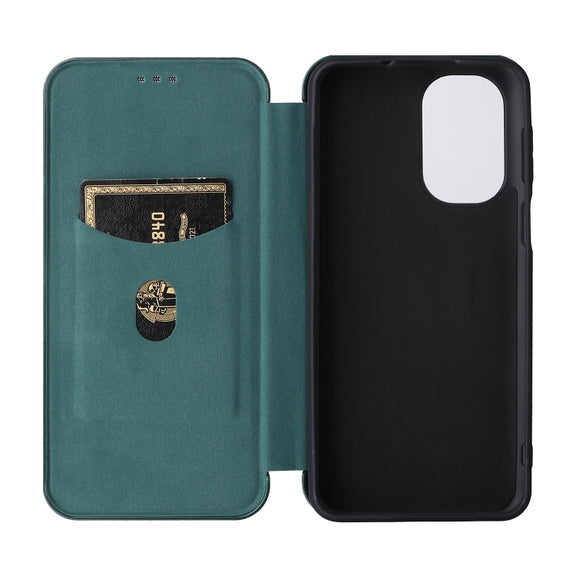 For Ulefone Note 13P Carbon Fiber Texture Horizontal Flip PU Phone Case(Green)
