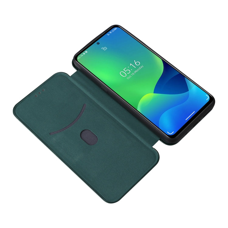 For Ulefone Note 13P Carbon Fiber Texture Horizontal Flip PU Phone Case(Green)