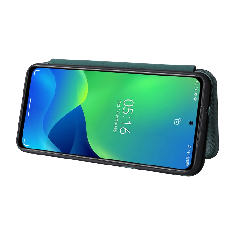 For Ulefone Note 13P Carbon Fiber Texture Horizontal Flip PU Phone Case(Green)
