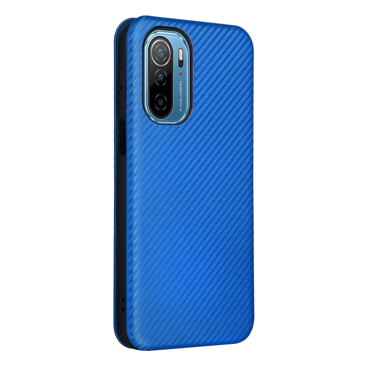 For Ulefone Note 13P Carbon Fiber Texture Horizontal Flip PU Phone Case(Blue)