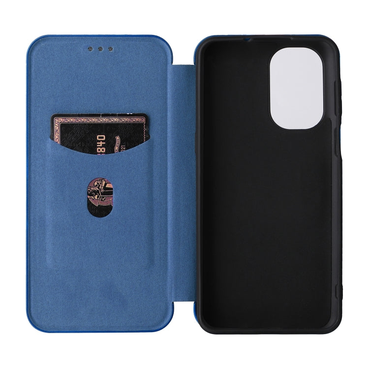For Ulefone Note 13P Carbon Fiber Texture Horizontal Flip PU Phone Case(Blue)