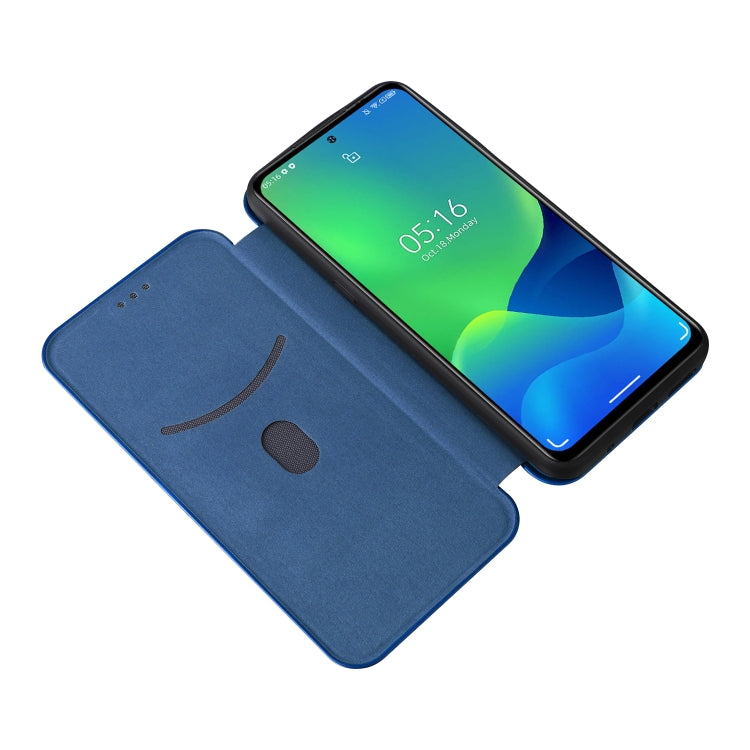 For Ulefone Note 13P Carbon Fiber Texture Horizontal Flip PU Phone Case(Blue)
