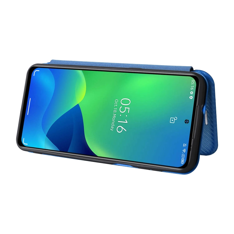 For Ulefone Note 13P Carbon Fiber Texture Horizontal Flip PU Phone Case(Blue)