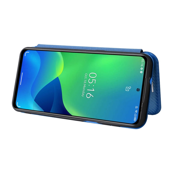 For Ulefone Note 13P Carbon Fiber Texture Horizontal Flip PU Phone Case(Blue)