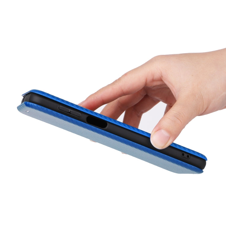 For Ulefone Note 13P Carbon Fiber Texture Horizontal Flip PU Phone Case(Blue)