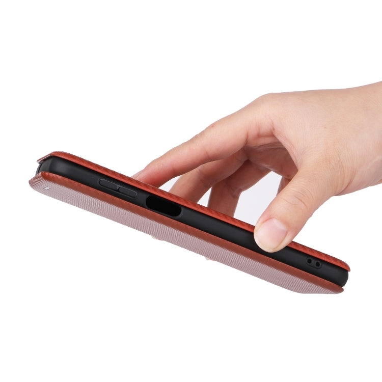 For Ulefone Note 13P Carbon Fiber Texture Horizontal Flip PU Phone Case(Brown)