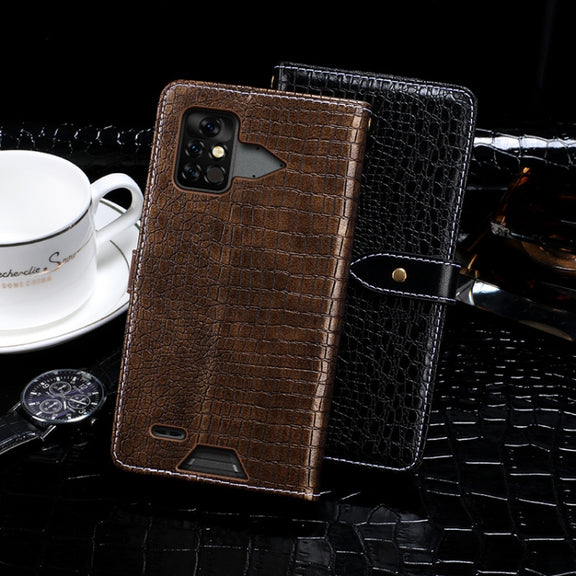For Umidigi Bison Pro idewei Crocodile Texture Leather Phone Case(Dark Blue)