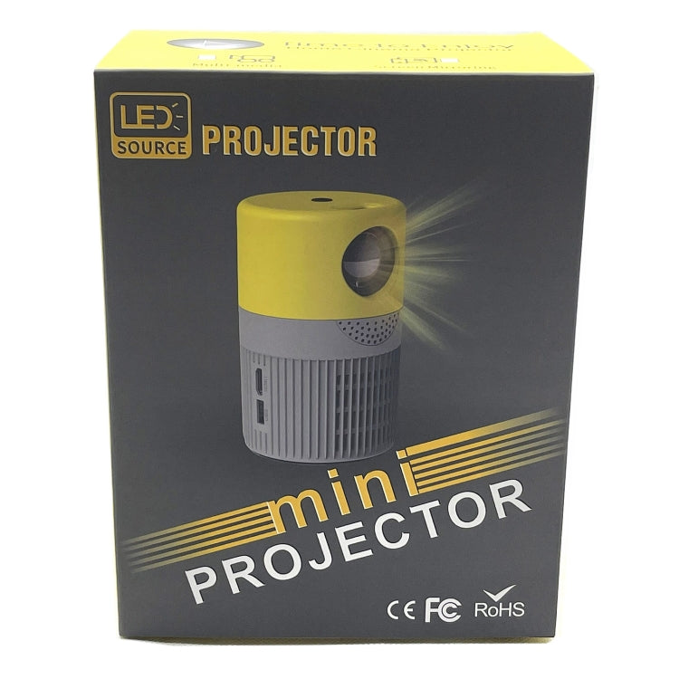 T400 100 inch Screen 3000 Lumens LED Mini Projector, Plug Type:US Plug(Grey Yellow)