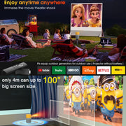 T400 100 inch Screen 3000 Lumens LED Mini Projector, Plug Type:US Plug(Black White)