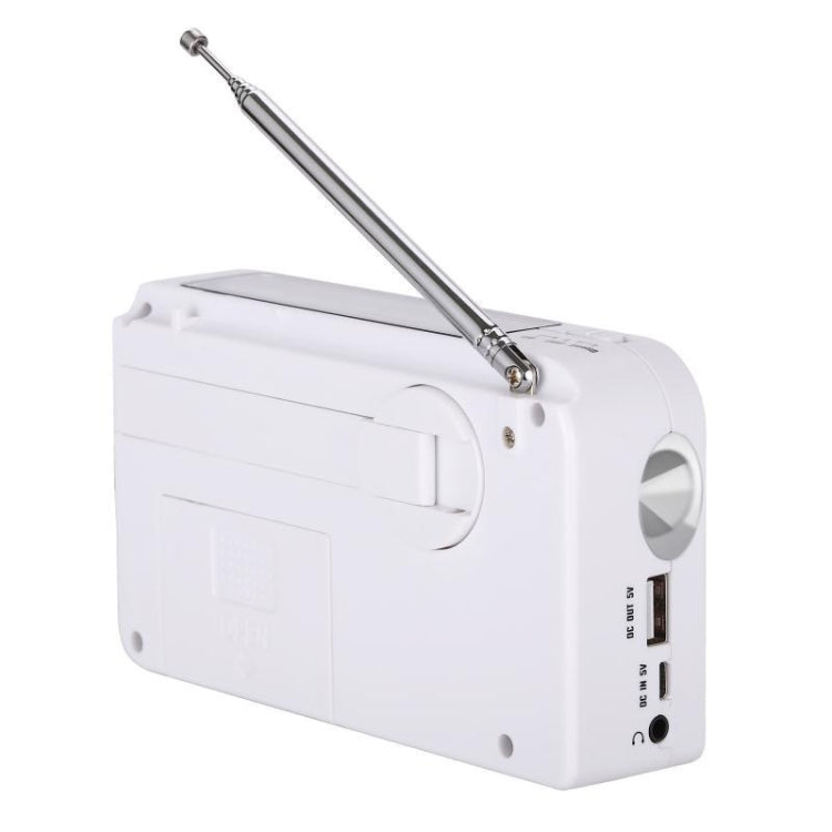 RD-638T Two-band Solar Powered AM / FM Radio Player Flashlight with Dynamo Function(White)