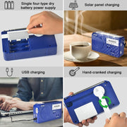 RD-638T Two-band Solar Powered AM / FM Radio Player Flashlight with Dynamo Function(Blue)