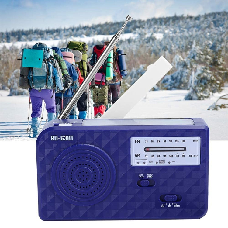 RD-638T Two-band Solar Powered AM / FM Radio Player Flashlight with Dynamo Function(Blue)