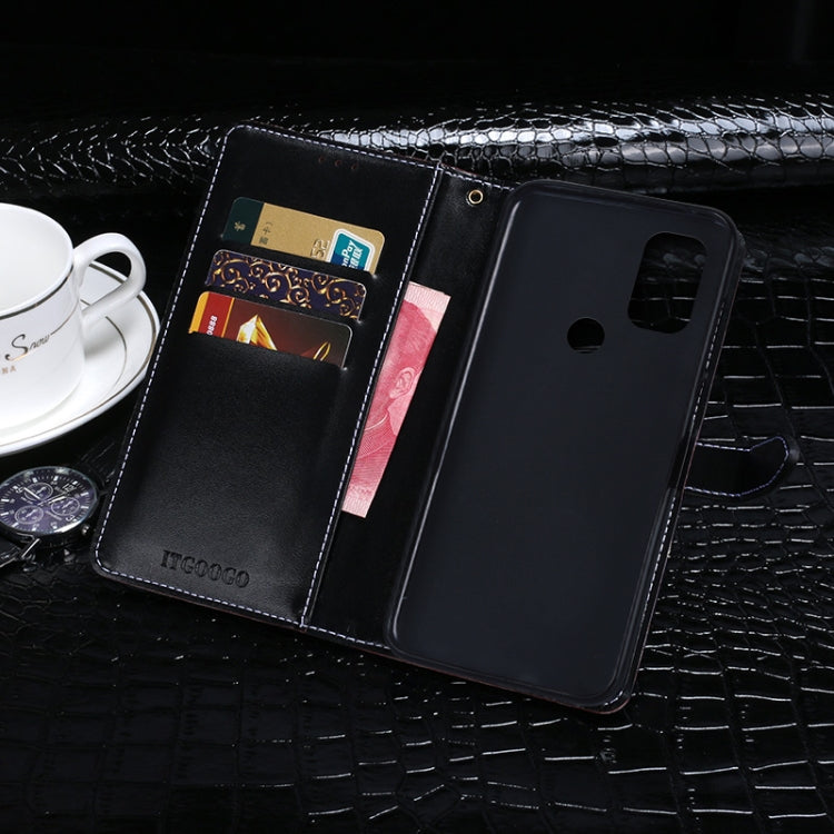 For Blackview A70 Pro idewei Crocodile Texture Leather Phone Case(Black)