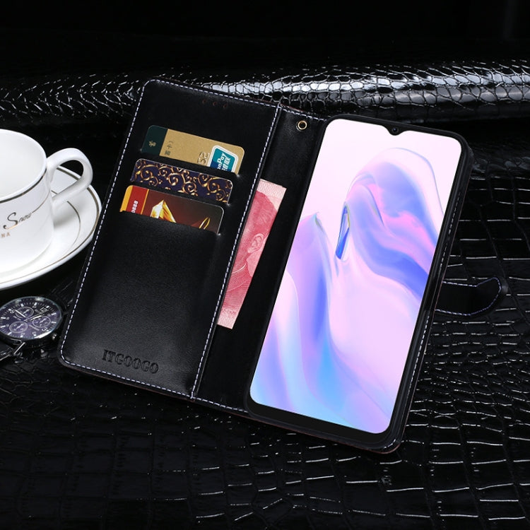 For Blackview A70 Pro idewei Crocodile Texture Leather Phone Case(Black)