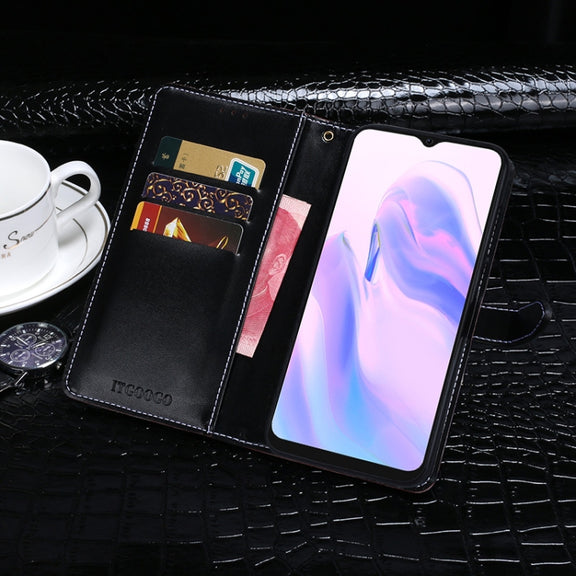 For Blackview A70 Pro idewei Crocodile Texture Leather Phone Case(Dark Blue)