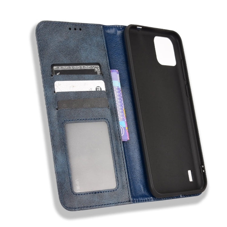 For Blackview A55 Magnetic Buckle Retro Crazy Horse Leather Phone Case(Blue)