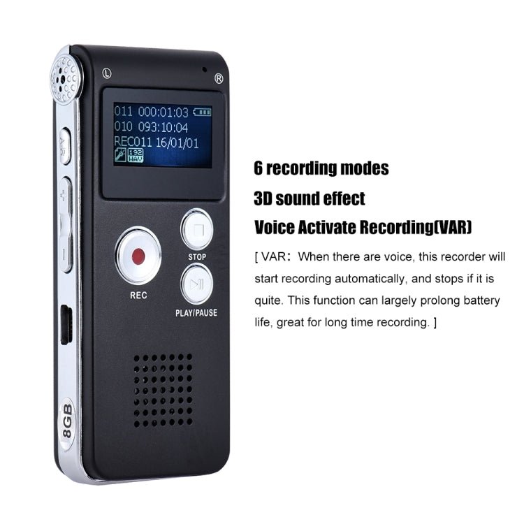SK-012 16GB USB Dictaphone Digital Audio Voice Recorder with WAV MP3 Player VAR Function(Grey)