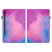 For Samsung Galaxy Tab S9 Watercolor Pattern Flip Leather Tablet Case(Purple Red)