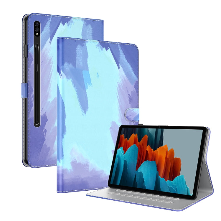For Samsung Galaxy Tab S9+ Watercolor Pattern Flip Leather Tablet Case(Winter Snow)