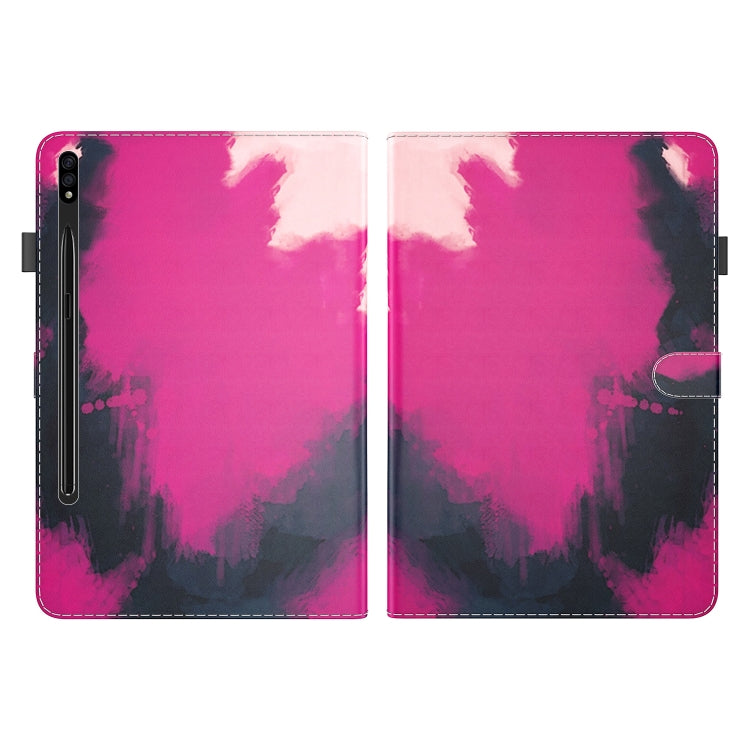 For Samsung Galaxy Tab S9+ Watercolor Pattern Flip Leather Tablet Case(Berry Color)