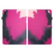 For Samsung Galaxy Tab S9+ Watercolor Pattern Flip Leather Tablet Case(Berry Color)