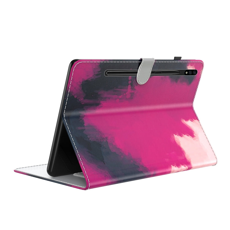 For Samsung Galaxy Tab S9+ Watercolor Pattern Flip Leather Tablet Case(Berry Color)