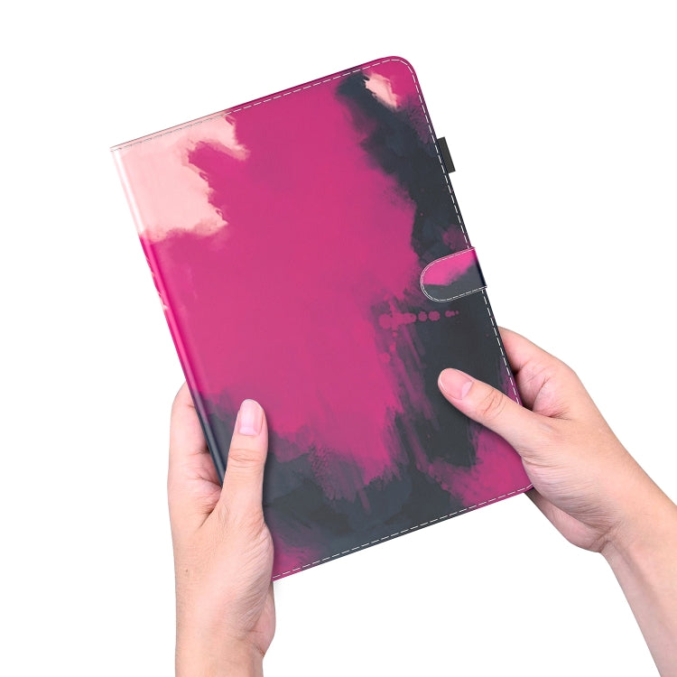 For Samsung Galaxy Tab S9+ Watercolor Pattern Flip Leather Tablet Case(Berry Color)