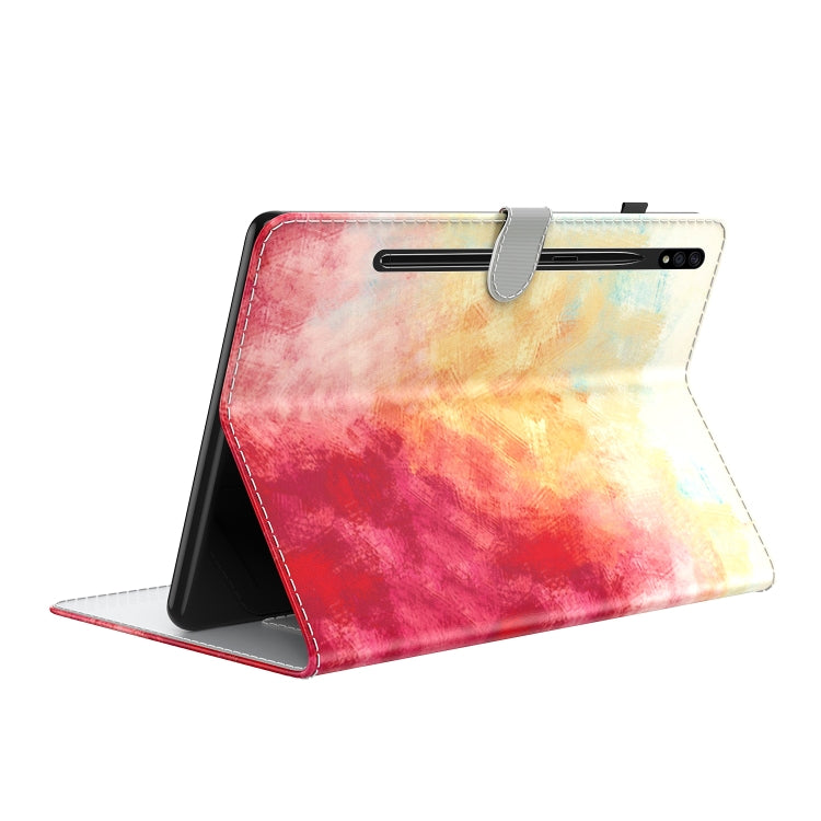 For Samsung Galaxy Tab S9+ Watercolor Pattern Flip Leather Tablet Case(Spring Cherry)