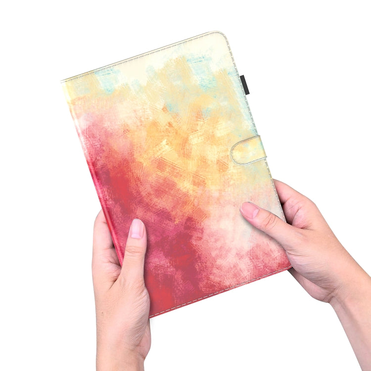 For Samsung Galaxy Tab S9+ Watercolor Pattern Flip Leather Tablet Case(Spring Cherry)