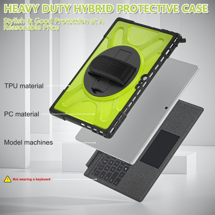 For MicroSoft Surface Pro 4 / 5 / 6 / 7 TPU + PC Tablet Case(Yellow Green)
