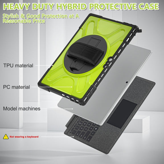 For MicroSoft Surface Pro 4 / 5 / 6 / 7 TPU + PC Tablet Case(Yellow Green)