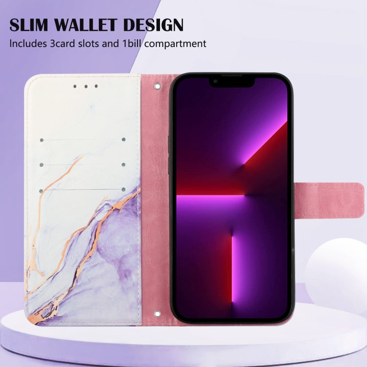 For Xiaomi Redmi Note 9S / Note 9 Pro / Note 9 Pro Max PT003 Marble Pattern Flip Leather Phone Case(White Purple LS006)