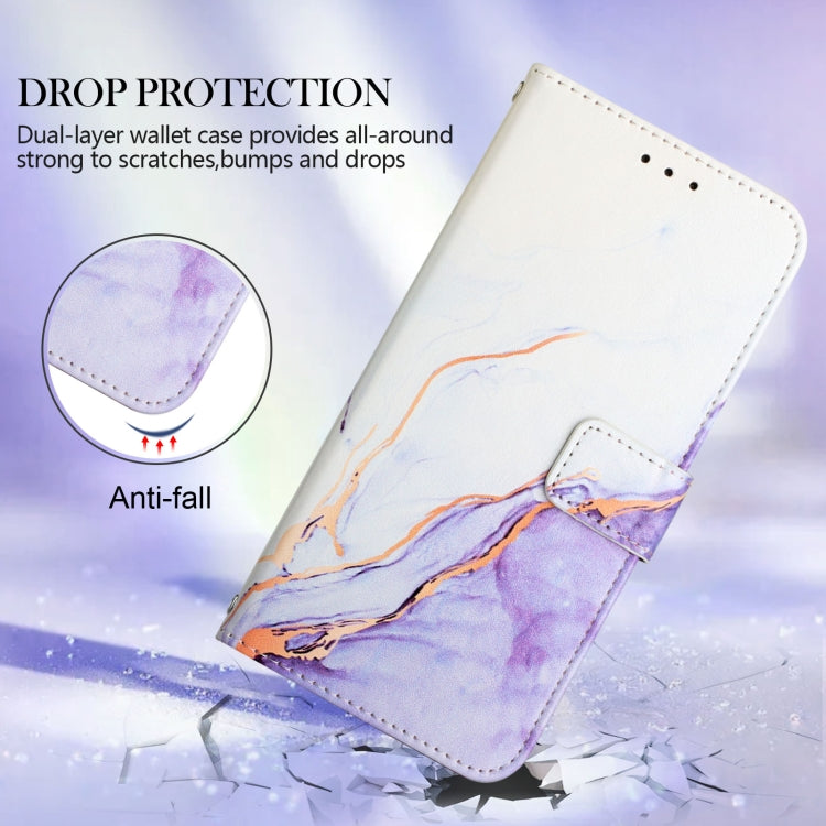 For Xiaomi Redmi Note 9S / Note 9 Pro / Note 9 Pro Max PT003 Marble Pattern Flip Leather Phone Case(White Purple LS006)