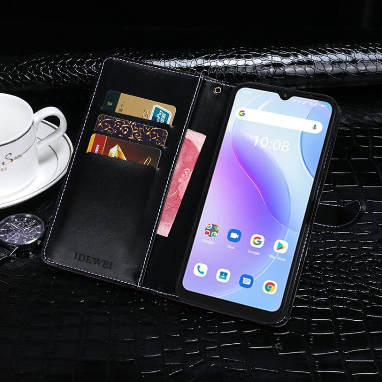 For Umidigi A11S idewei Crocodile Texture Leather Phone Case(Dark Blue)