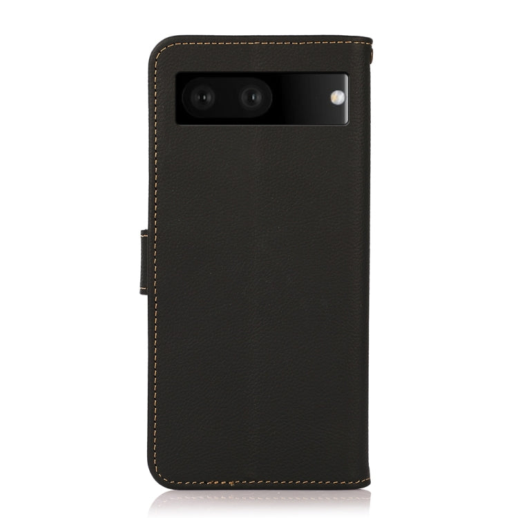 For Google Pixel 7 5G KHAZNEH Custer Genuine Leather RFID Phone Case(Black)