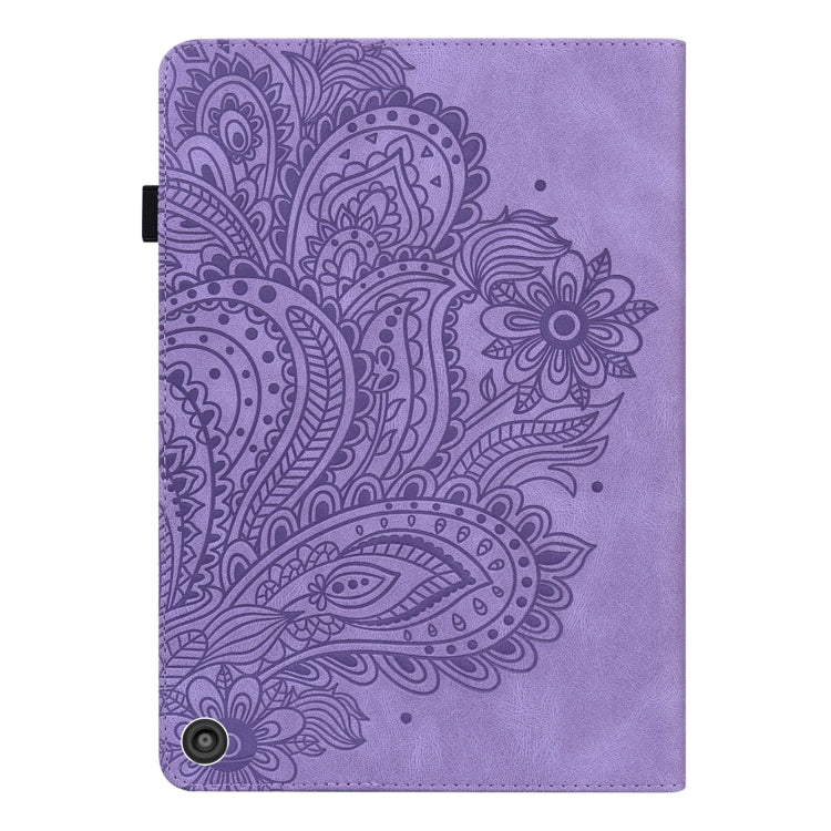 For Amazon Fire HD 10 2021 / HD 10 Plus 2021 Peacock Embossed Pattern Leather Tablet Case(Purple)